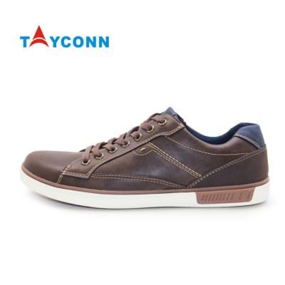 China Wholesale Men's Comfortable Breathable Walking Sneakers Round Shape Leather Sports Shoes for sale