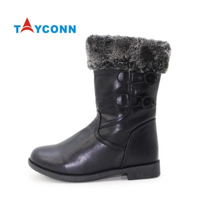 China Black Kids Mid Calf or Ankle Boots Girls Riding Boots Lightweight Kids Slouch Boots Faux Fur Tops Girls Shoes for sale