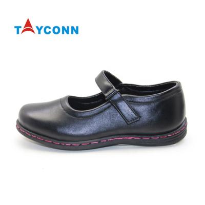 China Wholesale Customized Kids Round Back To School Shoes Girl Black Genuine Leather School Shoes for sale