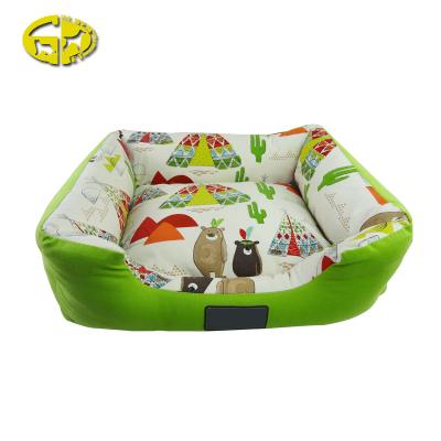 China Viable High Quality Breathable Square Luxury Canvas Dog Cat Bed for sale