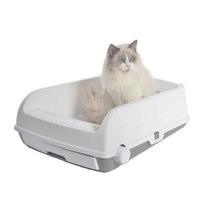 China Hot Selling Viable Cat Litter Box Pet Semi Automatic Plastic Cat Toilet Box for sale