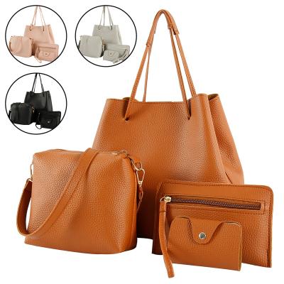 China Durable Hot Main Lady Shoulder Bag Tote Purse Satchel Set 4pcs Bag A Sale Set Bag Design Handbag for sale