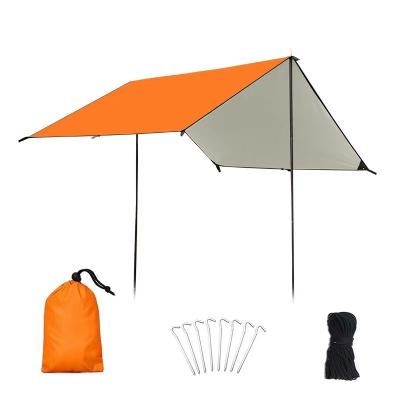 China Straight Tie Type Talent Shelter Sun Shade Rain Fly Camping Tarp With Tent Pole Beach Tent Sun Shelter for sale