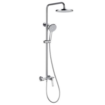 China With Slide Bar Chrome Bathroom Round Brass Faucet Shower Valve With Overhead Shower Faucet for sale