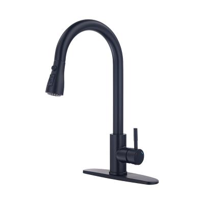 China Modern Pull Down Kitchen Faucet Black Stainless Steel Kitchen Faucets for sale