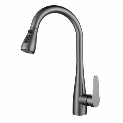 China Modern gun gray kittchen pull down faucet 304 stainless steel kitchen sink faucet hot and cold for sale