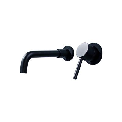 China Metered Faucets Single To Handle Matte Black Bathroom Taps Wall Mounted 2 Hole Basin Faucet for sale