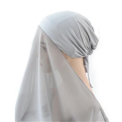 China New hot sale fashionable instant ready to wear instant chiffon scarf hijab with inner hat hijab for sale