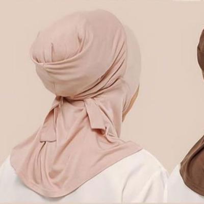 China Jersey New Arrival Premium Plain Jersey Bonnet Hijab Cap For Muslim Women Tie Back Underscarf Caps With Inner Satin Caps for sale