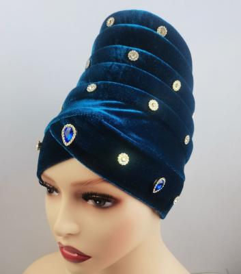 China Polyester 2022 New Arrived Hot selling Pretty turban cap for Muslim women Free size milk fiber turban with gold pearls for sale