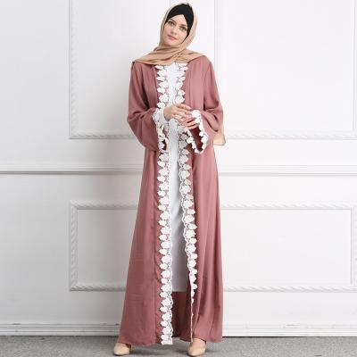 China Soft crepe 2342 Wholesale Muslim Heavy Chiffon With Lace Abaya Shawls Stoles For Women Long Dress for sale