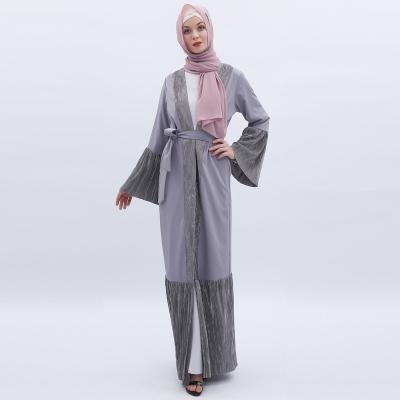 China Polyester 2650 Fashion abaya muslim women elegant dresses latest High quality polyester with pleated knit fabric abaya for sale