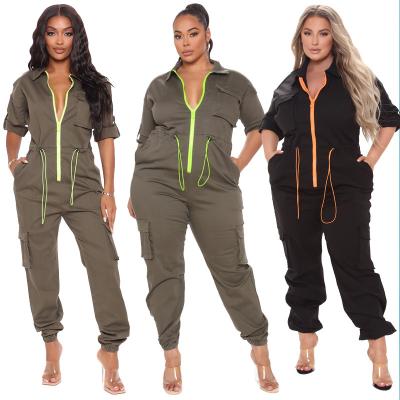 China Autumn Plus Size Jumpsuit Long Sleeve QUICK DRY Pants plus size stylish zipper rompers plus size overalls for sale