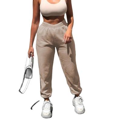 China Anti-Static Jogger Fashionable Track Women Plazzo Harem Cotton Plain Khaki Activewear Pants for sale