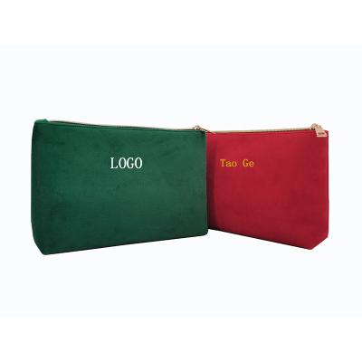 China Luxury Custom Made Luxury Custom Travel Zipper Zipper Pouch Professional Makeup Suede Velvet Pouch Cosmetic Bag for sale