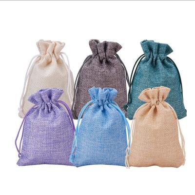 China Custom Promotional Eco-Friendly Logo Printed Pouch Burlap Hessian Drawstring Gift Bag Eco Friendly Small With Handles for sale