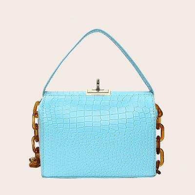 China Fashion 2021 Wholesale PU Leather+polyester Crocodile Genuine Leather Boston Bag Women Shoulder Bag Ladies Handbag High Quality HZ007 for sale