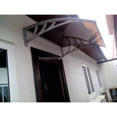 China Polycarbonate LIGHTS 1200mm Depth DIY Polycarbonate Canopy Door Awning With Gray Bracket And Bronze Roofing Panel for sale