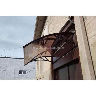 China UV Coated Polycarbonate BILLLIGHT Polycarbonate Tent Door Canopy With Black Bracket And Bronze Glazing Sheet For Internal Front Door Shed for sale