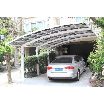 China Euro design metal carport with powder coated aluminum alloy frame and UV coated polycarbonate solid sheet for garage and home garden for sale