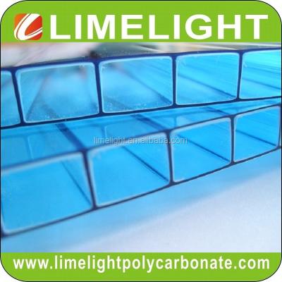 China LIGHTS 8mm Blue Twinwall Polycarbonate Sheets With UV Protection Film Polycarbonate Sheet-13 for sale