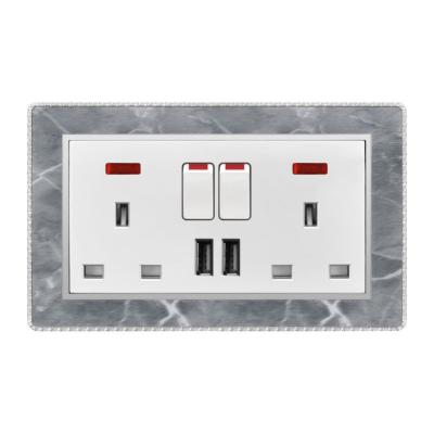 China HOME USE OEM Dual 13A With Dual USB Power Switch Charging Socket for sale