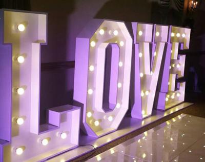 China The metal texture is heavy and the temperament is noble LED love marquee letter lights to wedding decoration light letters large for sale