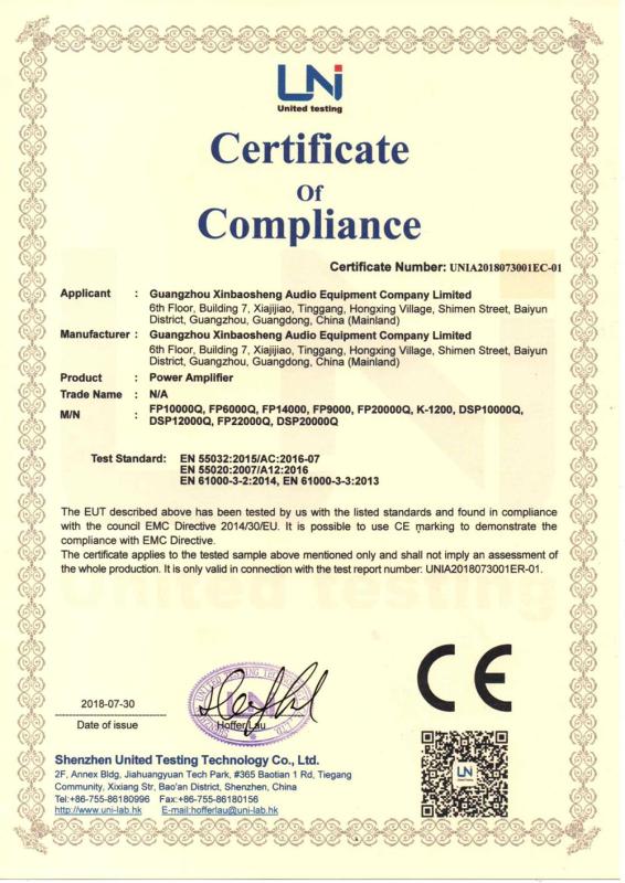 CE - Guangzhou Xinbaosheng Audio Equipment Company Limited