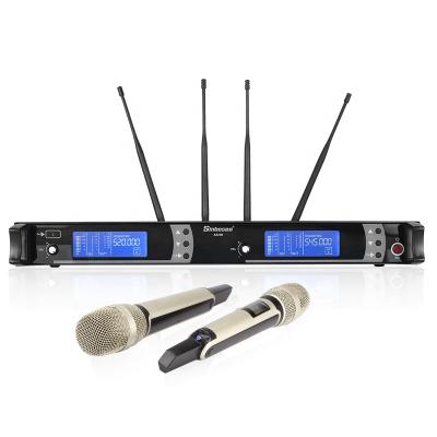 China Extend Over 100 Meters Guangzhou Professional Wireless Voice MIC Set Dynamic UHF 2 Handheld Wireless Microphone for sale