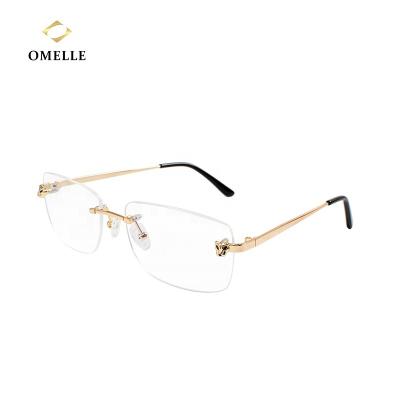 China For Men Spectacles Glasses Frames Metal Rimless Monocle IP Optical IP Plating Glasses OMELLE for sale