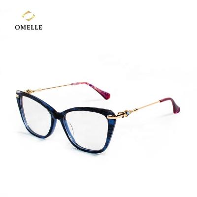 China Of Cat Eye Frame Acetate Spectacles Optical Metal Acetate Ladies Prescription Glasses Eyeglasses OMELLE for sale