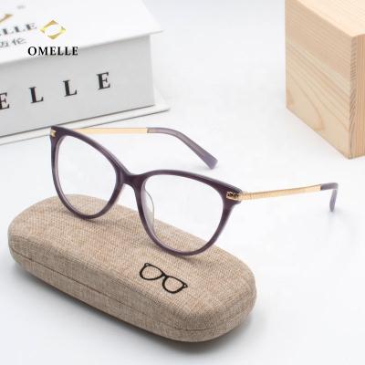 China For luxury designer Glasses Acetate Spectacle metal wholesale OMELLE glasses frame glasses around blue light blocking glasses for woman for sale