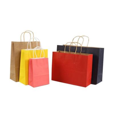 China Logo Twisted Paper Bag Takeaway Fast Food Packaging Custom Wholesale Recyclable Handle Kraft Paper Apparel Gift for sale