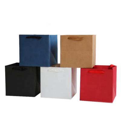 China Wholesale Custom Recyclable Logo Square Shape Takeaway Food Packaging Bag Flower Gift Custom Paper Bag for sale