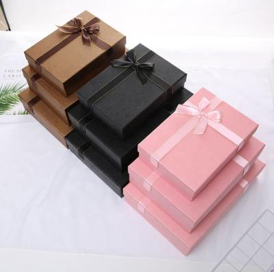 China Recyclable Luxury Custom Printing Cardboard Candy Wedding Gift Jewelry Packaging Hard Lid And Plain Paper Box With Bowknot for sale