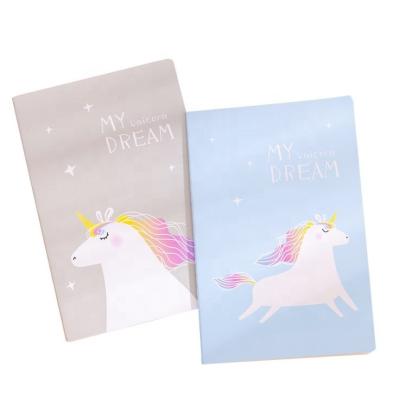 China Custom Softcover A5 Unicorn Notebook School Supplies Exercise Blank Book Printing Book Softcover for sale