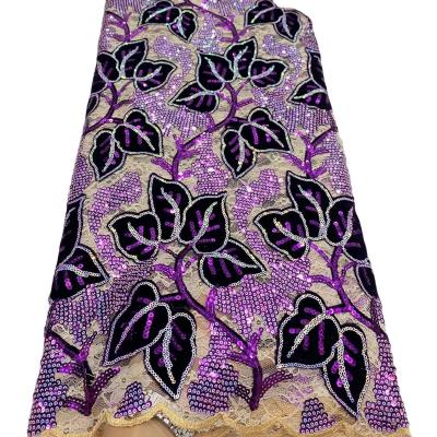 China Supoo Good quality African Velvet Embroidery Fabric with Sequins Women dress for Party for sale