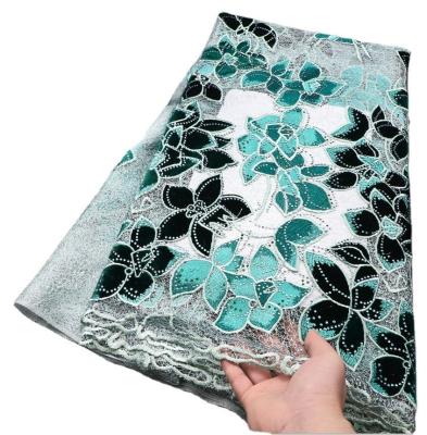 China Supoo 2023 Luxury Velvet Lace for Wedding Embroidery Velvet Fabric Tulle Lace with Stones Te koop