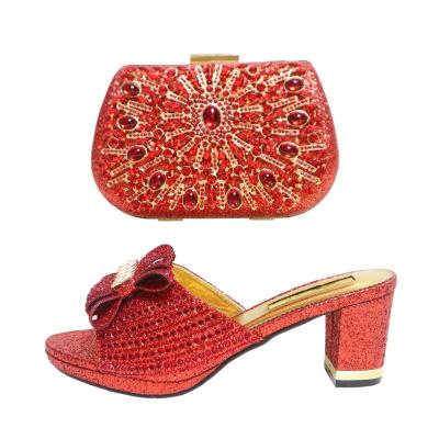 Cina 2022 Supoo Italian shoes bag set high heel shoes matching bag for wedding/party in vendita