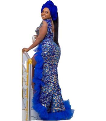 中国 Supoo New design High Quality Royal blue Velvet lace Sequence Velvet Lace Fabric For African Senegalese and Nigerian Wedding 販売のため