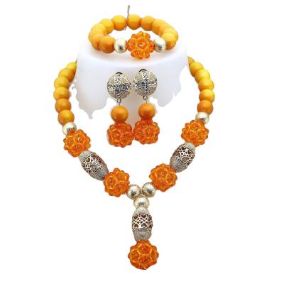 China Cheap African Beads Jewelry Sets Senegal/ghana Wedding Handmade Jewelry Women's Golden Wedding Jewelry Sets for party Te koop