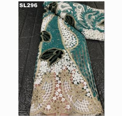 中国 Hot Sale Nigerian Ladies Wedding Fabrics African Aqua Beaded Tulle Lace For Party 販売のため