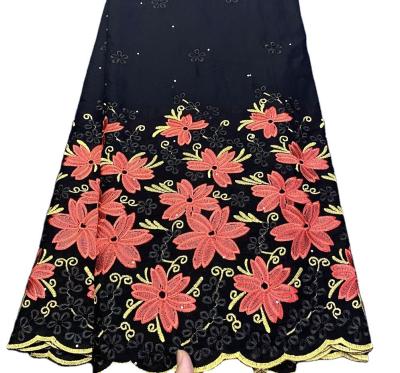 China Newest 100% cotton fabric with stones embroidered handmade swiss voile lace soft fabric for women daily dress for sale