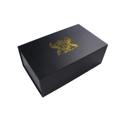 China Hard Handmade Black Color Luxury Collapsible Gift Boxes With Magnetic Lid for sale