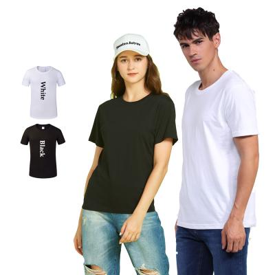 China Bulk Cheaper Price Custom Blank Single Men's T-shirts 60% Polyester Cotton 40% Anti-Shrink Printing White And Black T Shirts for sale