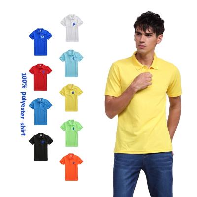 China Factory Wholesale 180gsm Anti-Wrinkle T-shirt 100% Polyester White Polo Private Label Cheap Custom Digital Printing Shirt For Men Brand for sale