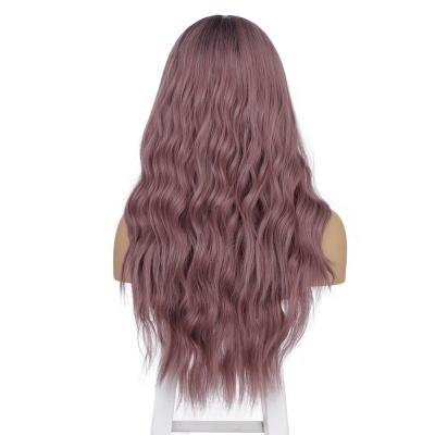 China Inches To Cover (60cm) Nice Purple Lilac Curly Wave Wholesale Price Long Curly Wavy Body Wave 24 Long For Women Synthetic Hair Wigs for sale