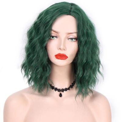 China Wholesale Cheap Curly Bob For Black Women Synthetic Hair Wigs Ombre Green Ombre Green Water Wave Body Wave Wigs New Design Curly Seller for sale