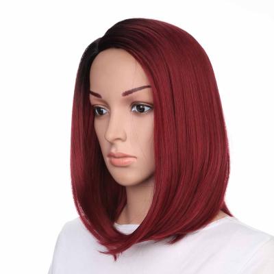 China Straight Bob Wigs Heat Resistant Wine Red Hair BOB Straight Top Sale Short Bob Style Cosplay Wigs for sale