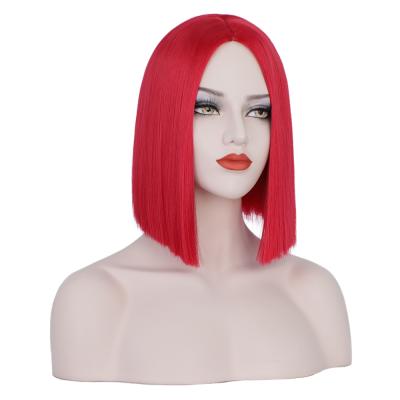 China BOB Straight 2021 Short Straight Bob Wigs Heat Resistant Bob Superior Wigs Cosplay Red /Purple/Cyan New Design for sale